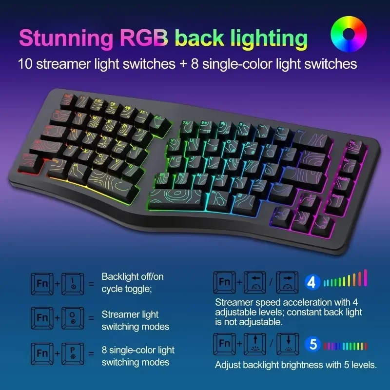 

Type-C RGB Wired Gaming Keyboard Plug And Play Compact Wired Office Keyboard Backlit Ergonomic 69-Key Computer Office Keyboard