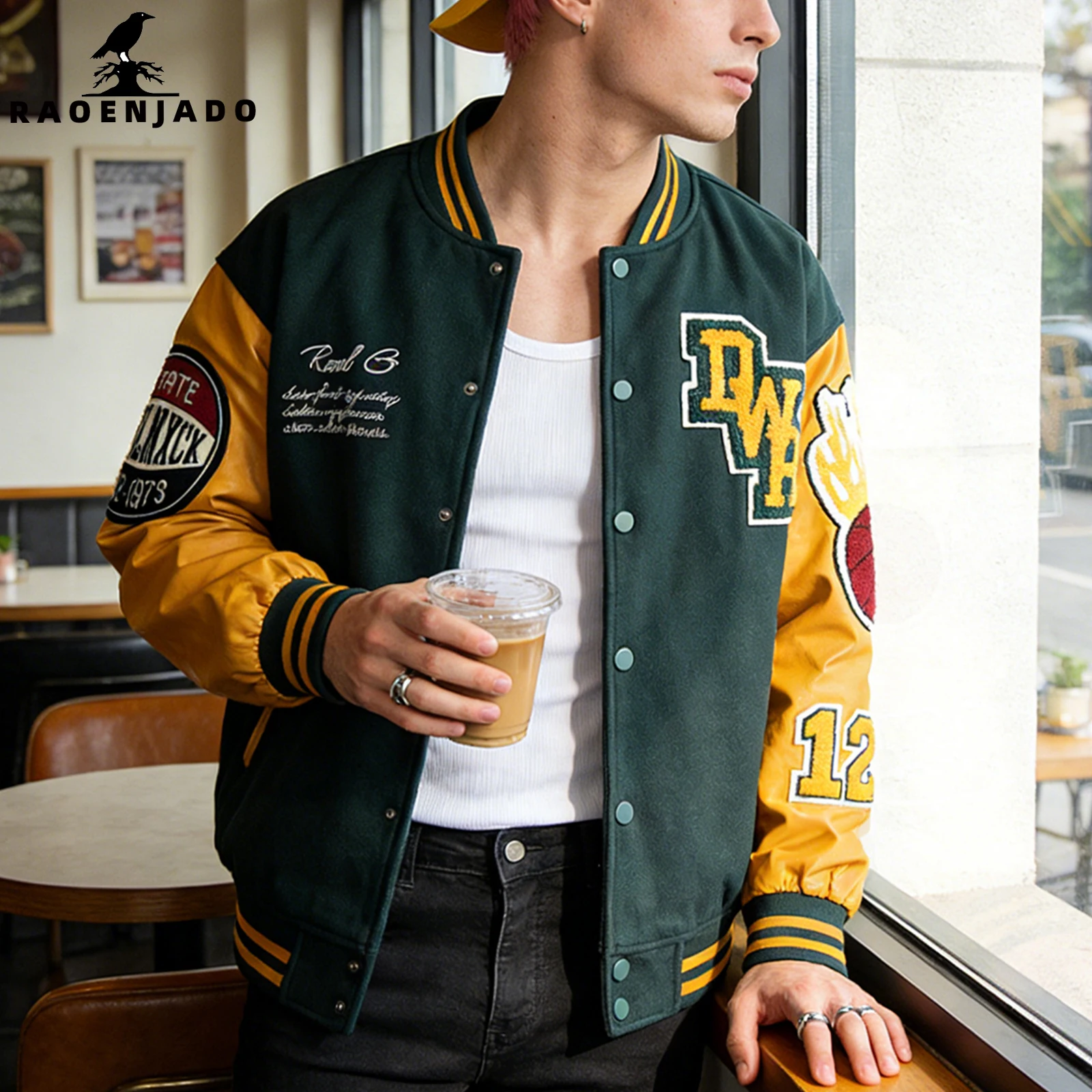 Varsity Jacket Letterman - Blouson universitaire vintage pour homme, style