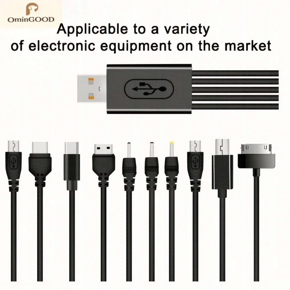Universal USB To Multi Plug Cell Phone Charger Cable 10 to 1 USB Cable For Samsung Xiaomi Huawei Google OPPO Vivo Charger Cable