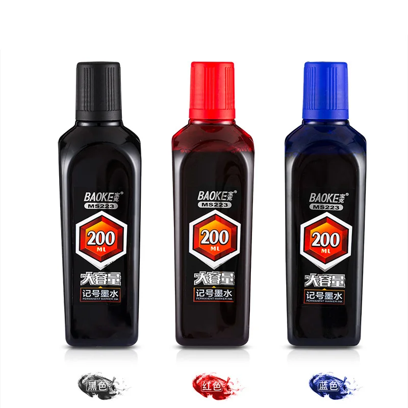 BAOKEMS223200mlPermanentMarkerInkRefillBottlesBlackBlueRed-AliExpress21