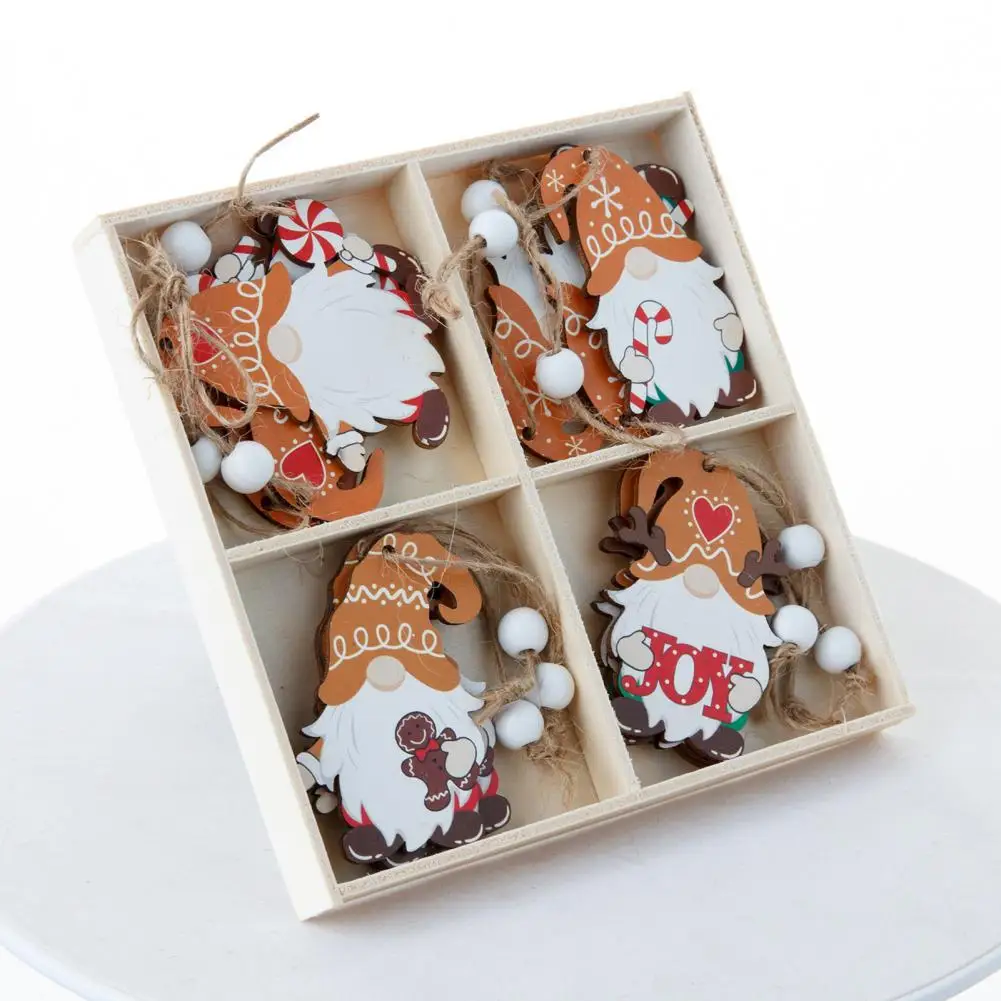 Vivid Gingerbread Man Design Christmas Themed Gingerbread Decor 12pcs Christmas Gingerbread Man Ornaments Wood Xmas for Holiday