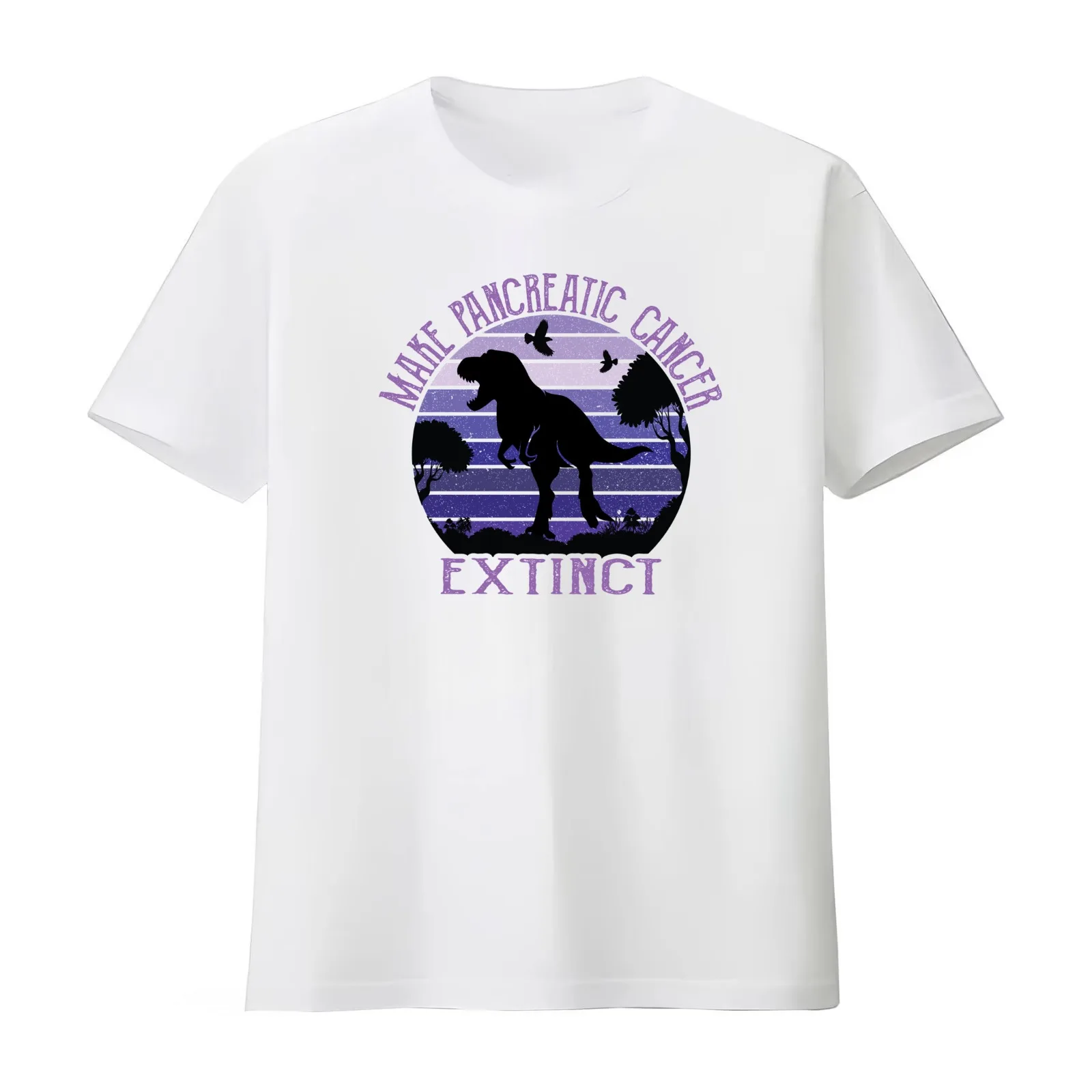 Make Pancreatic Cancer Extinct T-Shirt Summer Casual Cotton Tee Oversized Streetwear Tops Vintage Graphic Print 100% Cotton