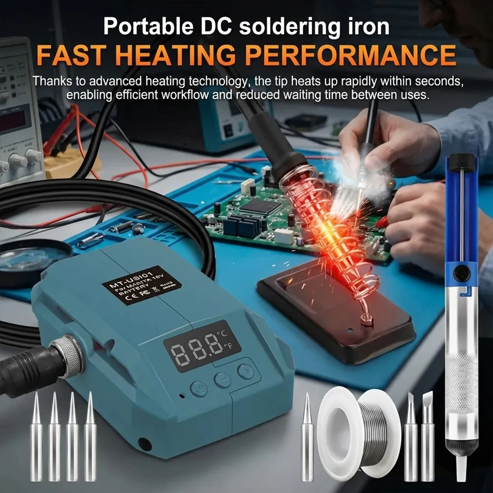 Cordless Soldering Iron for Makita 18V Battery 60W Digital LCD Display Adjustable Temperature 180-480℃ for Electronics Repair