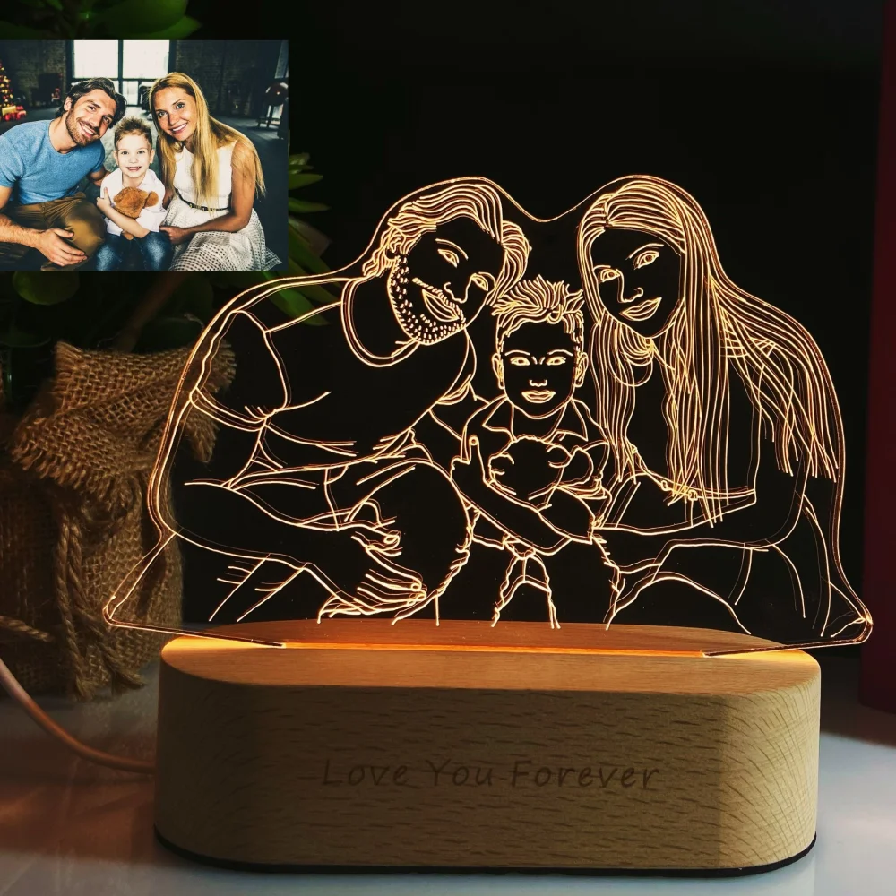 Gepersonaliseerde Gift Foto 3D Lamp Aangepaste Huwelijksverjaardag Valentijnsdag Cadeau Nachtlampje Foto Tekst Graveren Cadeau