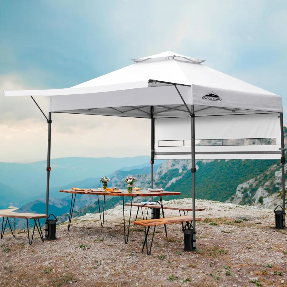 

17x10 Pop-up Gazebo Tent, Quick-setup Outdoor Awning with Adjustable Double Half-awning, Customizable
