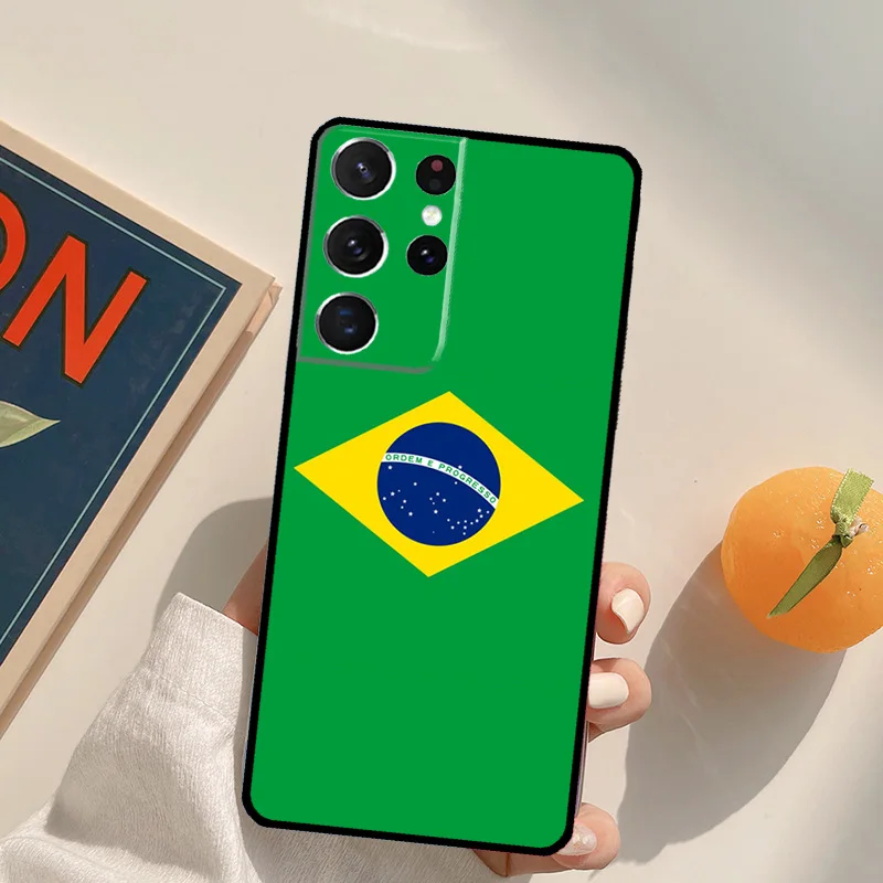 Custodia con bandiera brasiliana brasiliana per Samsung S22 S23 Ultra S8 S9 S10 S10e Note 10 Plus Note 20 Ultra S21 S20 FE Cover