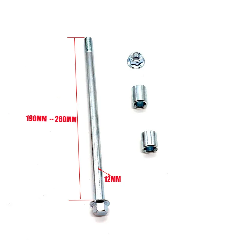 Dirt Pit Bike M12 190mm-260mm Wheel Axle For 70 110 125 150 250 Drum Brake Wheels Rims Hub 10inch 12