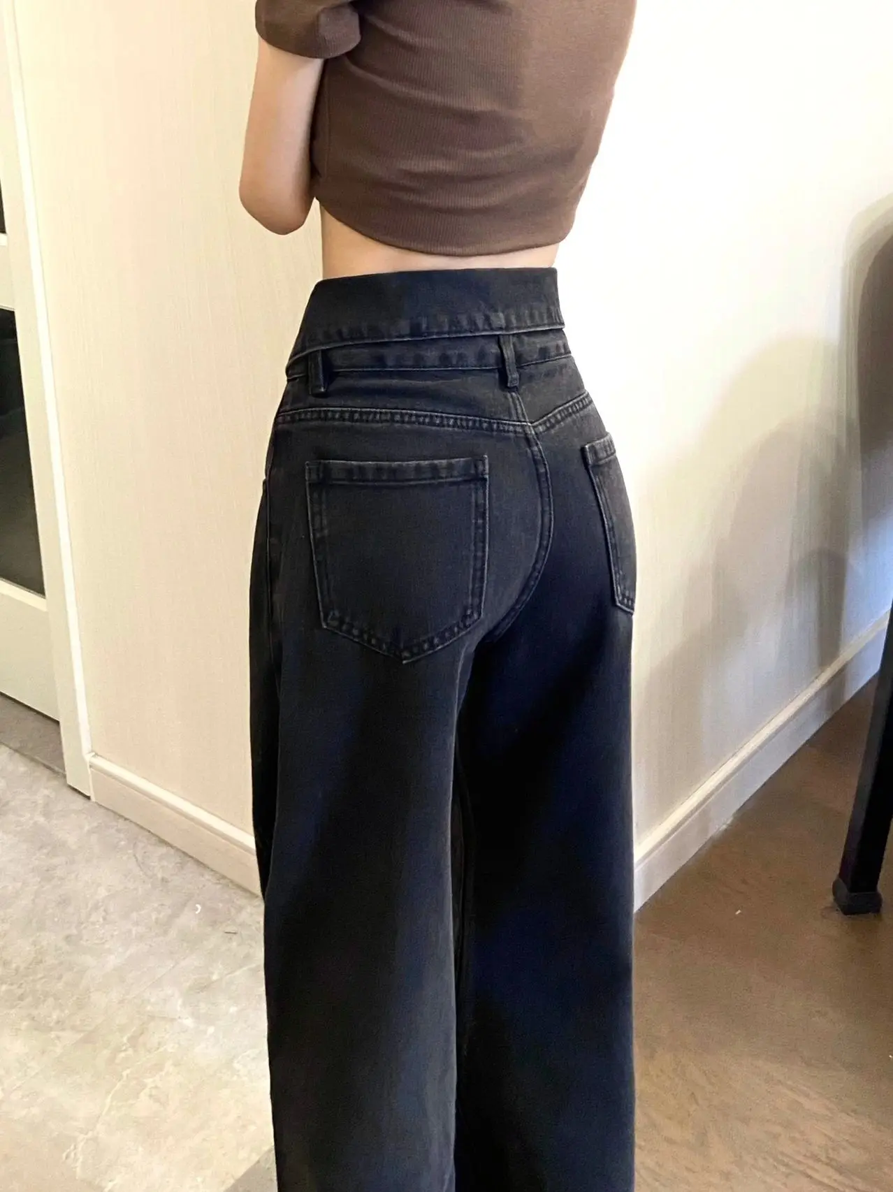 High Waist Straight Leg Jeans Women's plus Size Thin Summer Wide Leg Pants Design Sensation Long Trousers for Pear aped Body