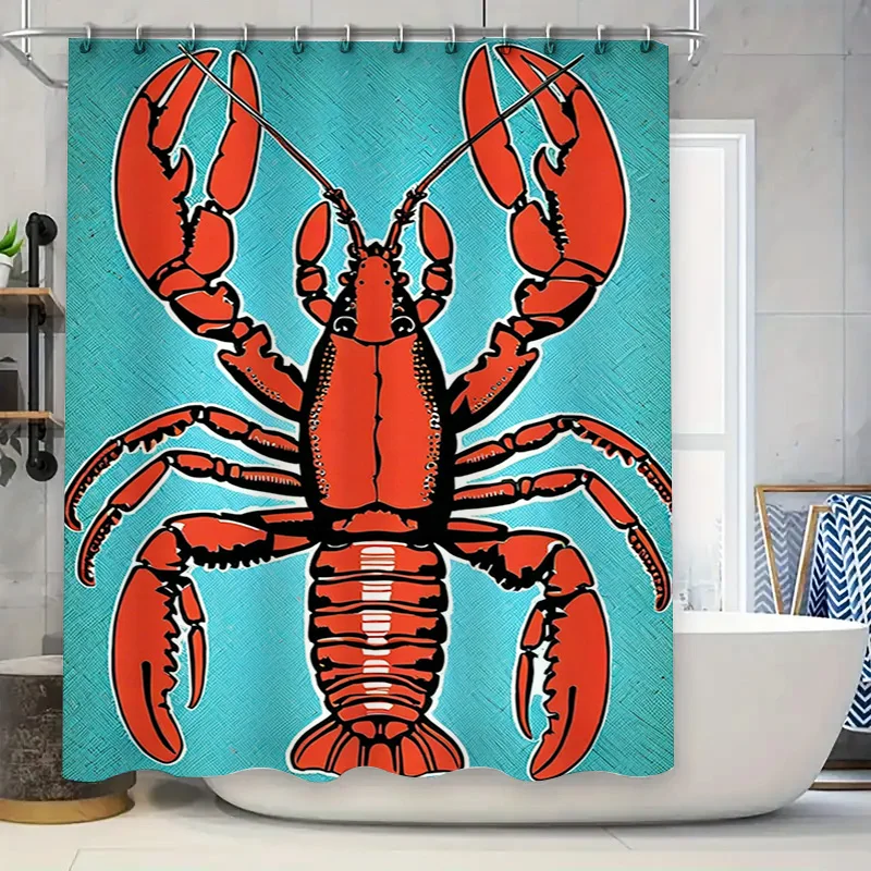 

Синий ретро красный лобстер занавеска для душа тканевый принт декор для ванной комнаты обустройство дома пластиковая водонепроницаемая моющаяся крышка для душа