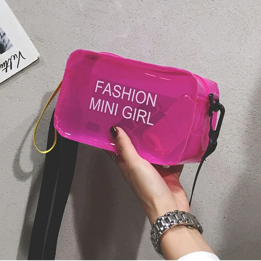 

Women PVC Handbags Clear Sweet Candy Color Transparent Jelly Bag Shoulder Bag Crossbody Bags Messenger Bag