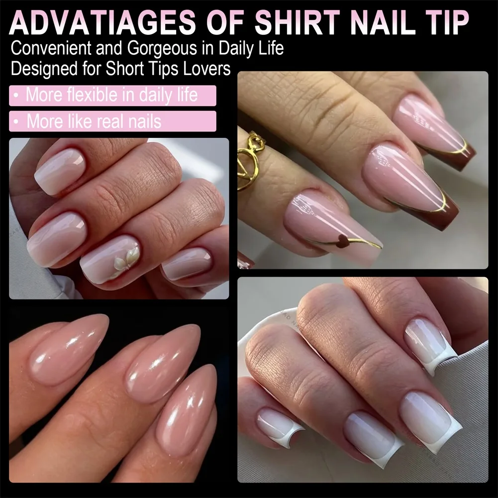 504pcs False Nail Tips Soft Gel Fingertip Semi-Matte Capsules Almond French Coffin Full Cover Artificial Fake Nails Extension