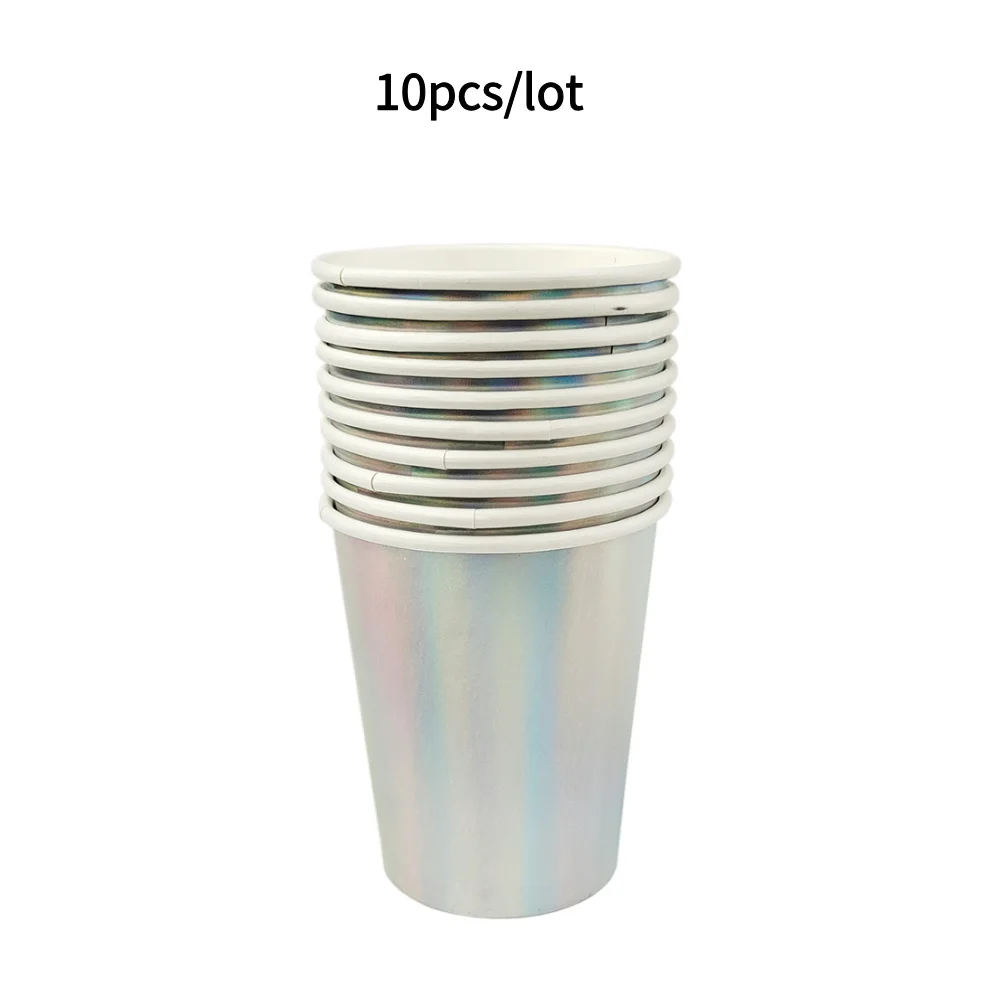 10PCS Farbige Pappbecher Gold Dot Rosa Blau Einwegbecher Hochzeit Geburtstag Party Einweggeschirr Einweg Pappbecher Set – Detail 14