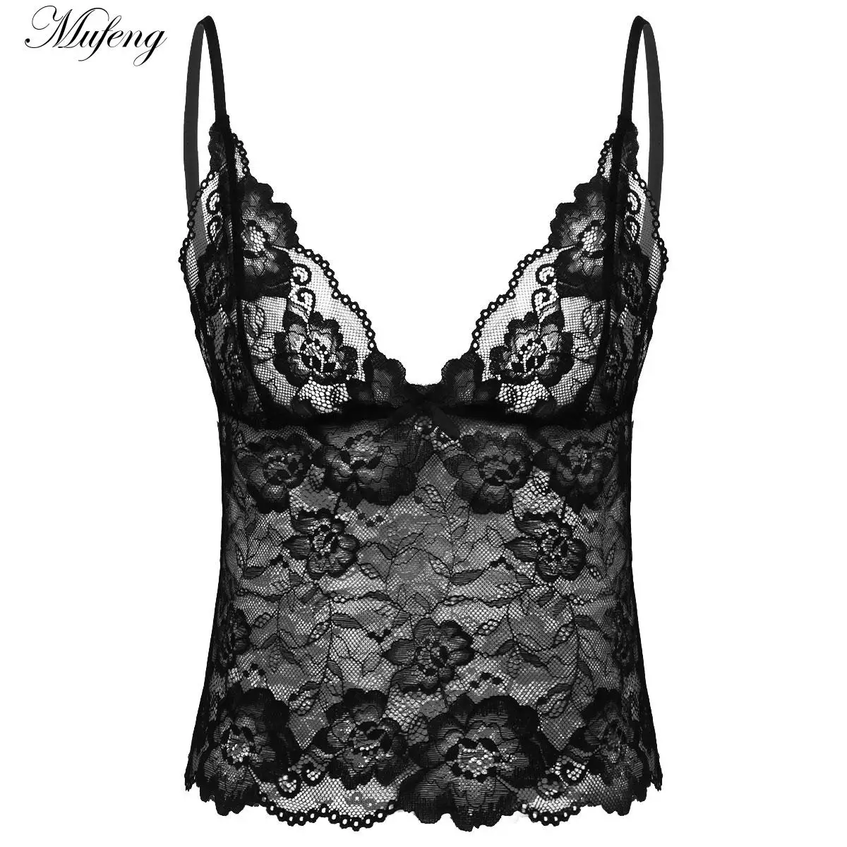 Sheer Floral Lace Vest Mens See Through Erotic Sissy Lingerie Bras Bralette Deep V Neck Camisole Shirt Vest Crop Top Nightwear