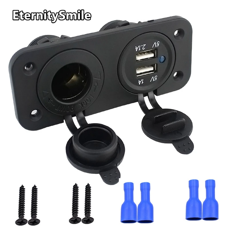 12v/24v 2.1A 1A Output waterproof double USB Changer Accessory Power Socket 24 volt car charger