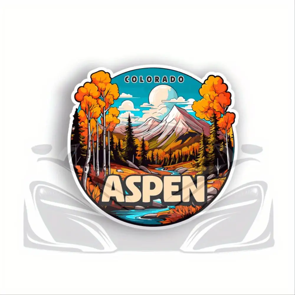 Aspen Travel Souvenir Small Weatherproof Vinyl Sticker Decal For Water Bottle Mug Waterproof Stickers For Decorating Car Windows