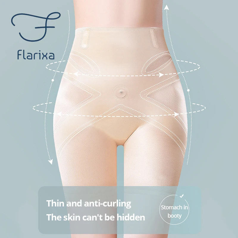 Flarixa-Culotte taille haute pour femme, sous-vêtement amincissant, en maille