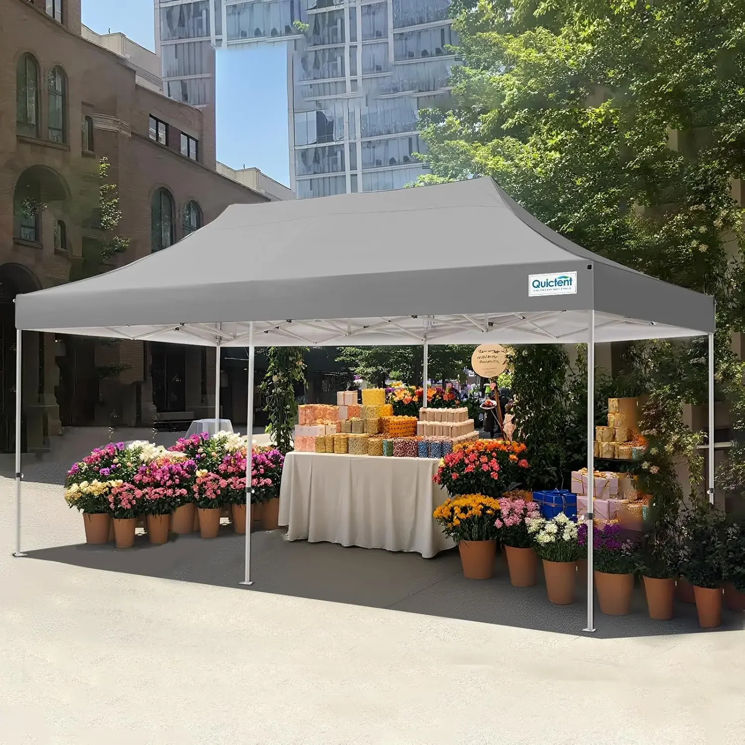 

10'x20' Heavy Duty Pop up Canopy Tent, Easy up Commercial Gazebo Canopies for Sun & Rain Protection, Includes Sand Bags, Vendors