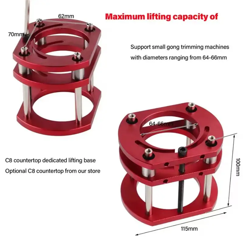 Router Lift Base Aluminum Alloy Stainless Steel 4 Jaw Clamping Router Table Lifting System Base-AT30