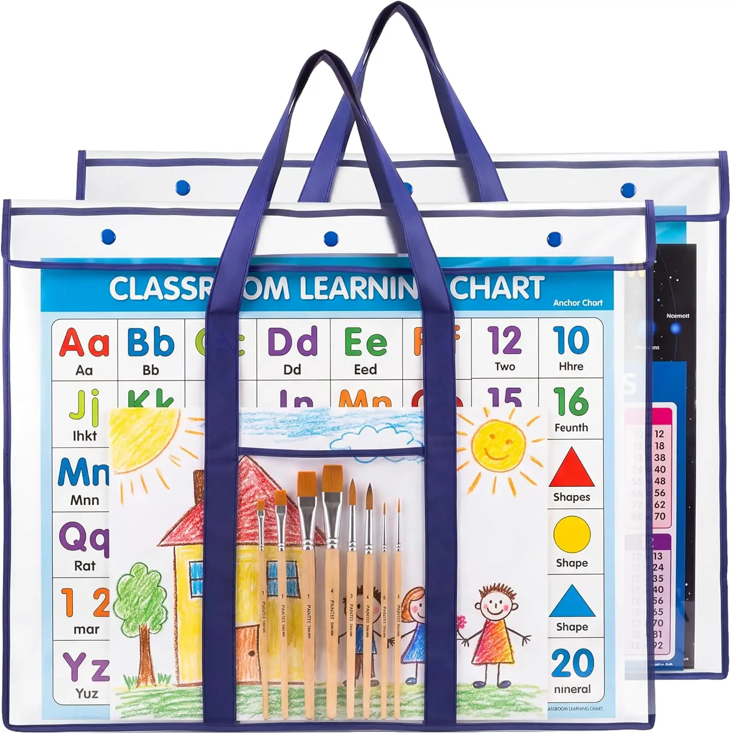 

2 Pack Large Poster Storage Bag 31.5"x25.5" Bulletin Board Holder for Classroom Organization