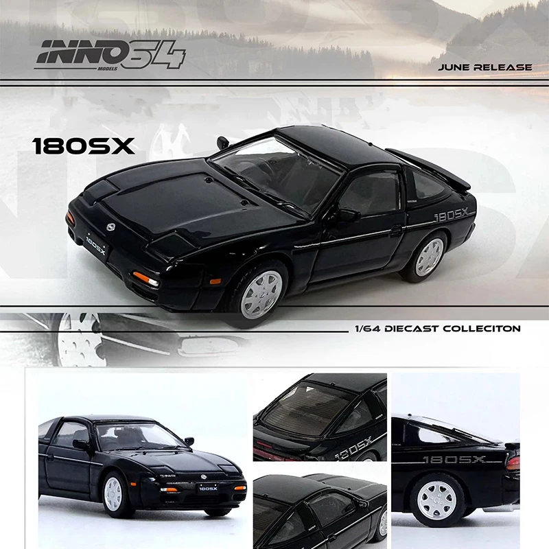 PreSale INNO 1:64 180SX Black Diecast Diorama Car Model Collection Miniature Toys