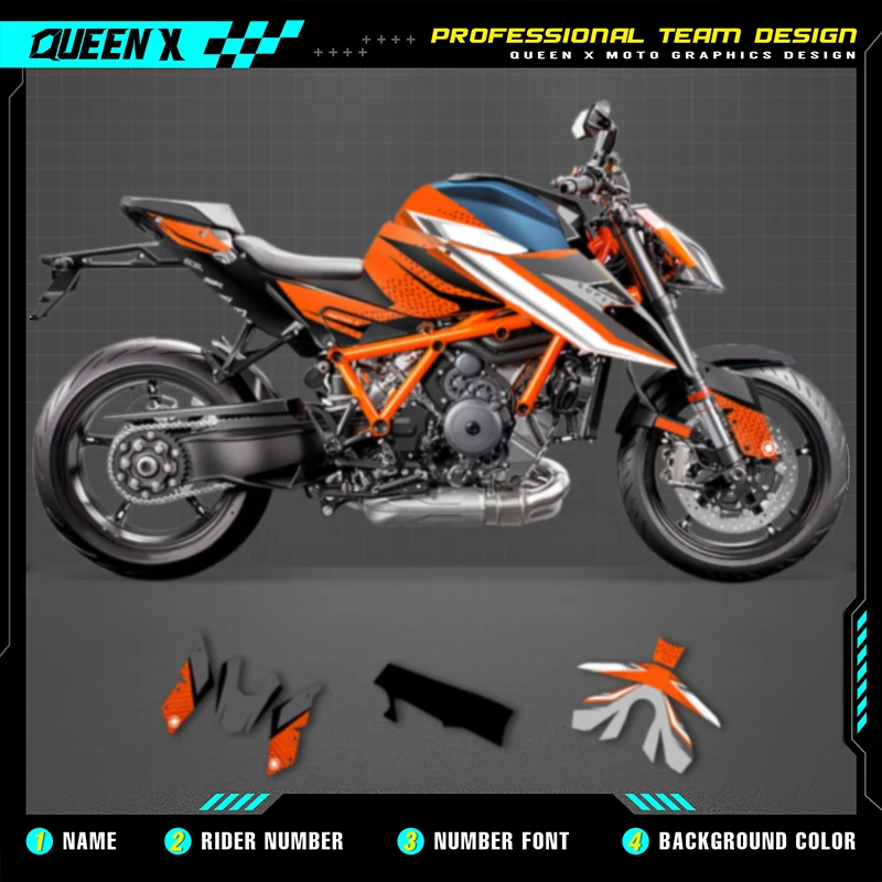 

Queen X MOTOR For KTM Super Duke 1290 R S 2020 2021 2022 Custom Team Motorcycle Graphics Decals Stickers Kits Number Name Custom