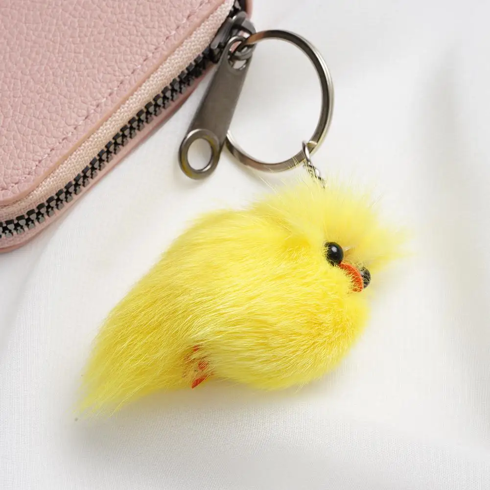 Porte-clés de voiture en peluche de poulet créatif et mignon, pendentif de sac pour femmes, poupée de canard mignon, chaîne à pompon, support de voiture