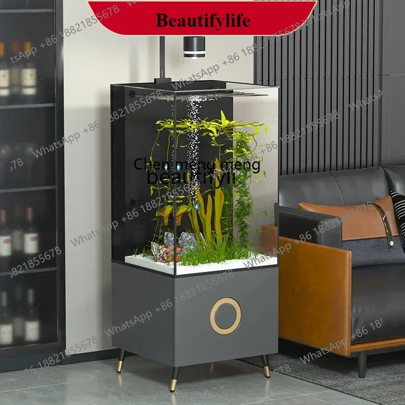 G153  Living room small, bottom cabinet back filter ultra-white glass goldfish tank floor-to-ceiling household