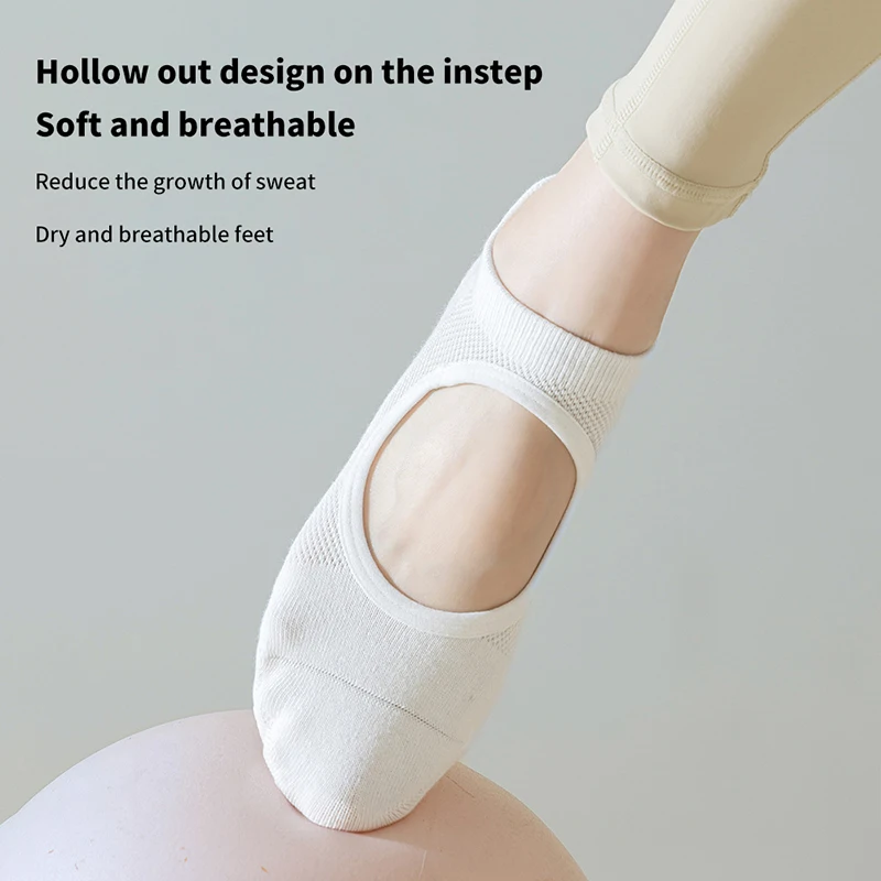 

Новые женские носки для пилатеса, 1 пара, противоскользящие, дышащие, без задней части, для йоги, балета, танцев, спорта, фитнеса и тренажерного зала