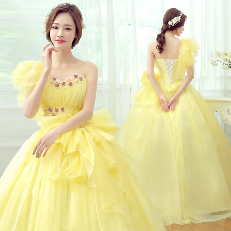 2025 Single Shoulder Colorful Yarn Dress, Student Art Exam Piano Performance Dress, Birthday Banquet Adult Ceremony Long Dress
