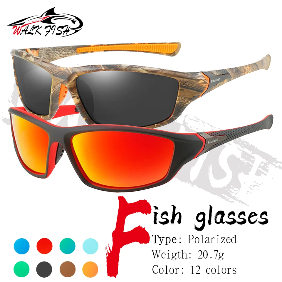 WALK FISH New Polarized Fishing Glasses Outdoor Sports UV400 Goggles Sunglasses Unisex Running Driving Hiking Eyewear