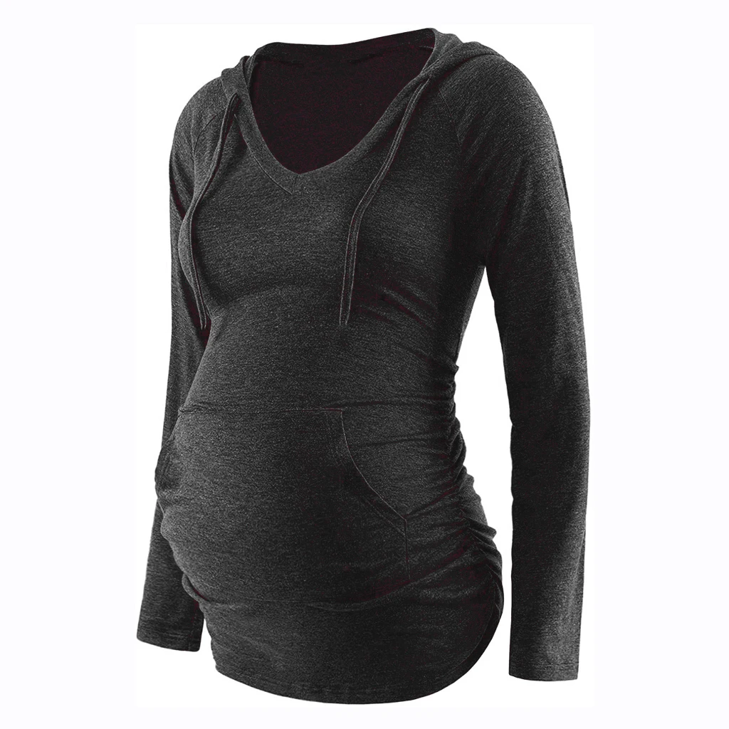 Frauen Mutterschaft Hoodies Gestreiften Druck Langarm V-ausschnitt Hoodie Sweatshirts Top Mama Schwangere Pflege Herbst Und Winter Kleidung – Detail 10