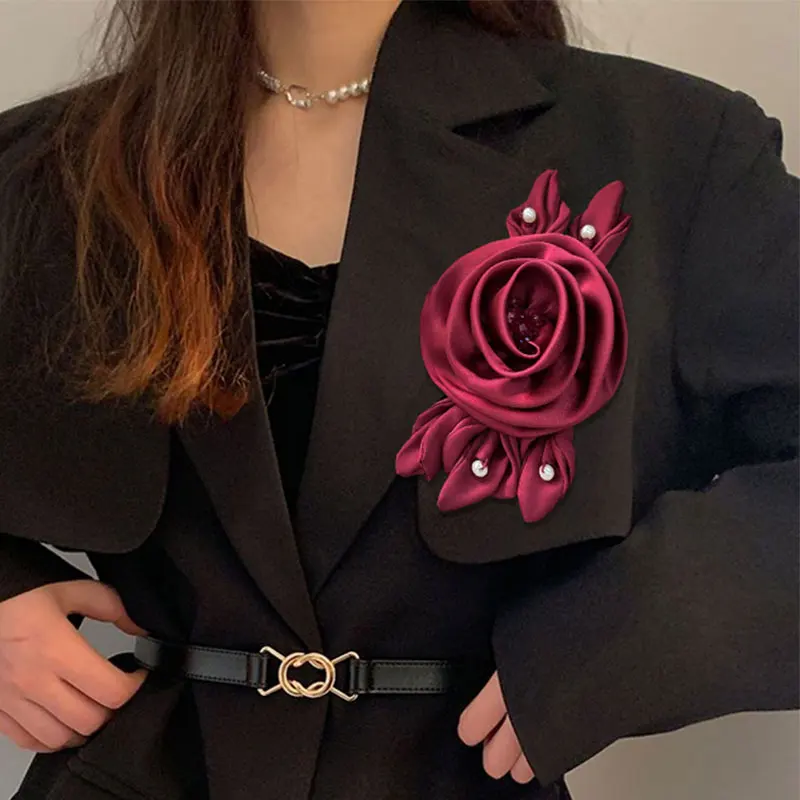 

Fabric Rose Flower Clothes Corsage All-Match Clothing Dress Children's Clothes Decoration Hair Ring Headdress DIY Accessories