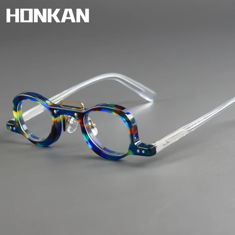 

Оправа для очков HONKAN, маленькая круглая, ретро, из ацетата, для мужчин и женщин, для оптических линз, для коррекции зрения