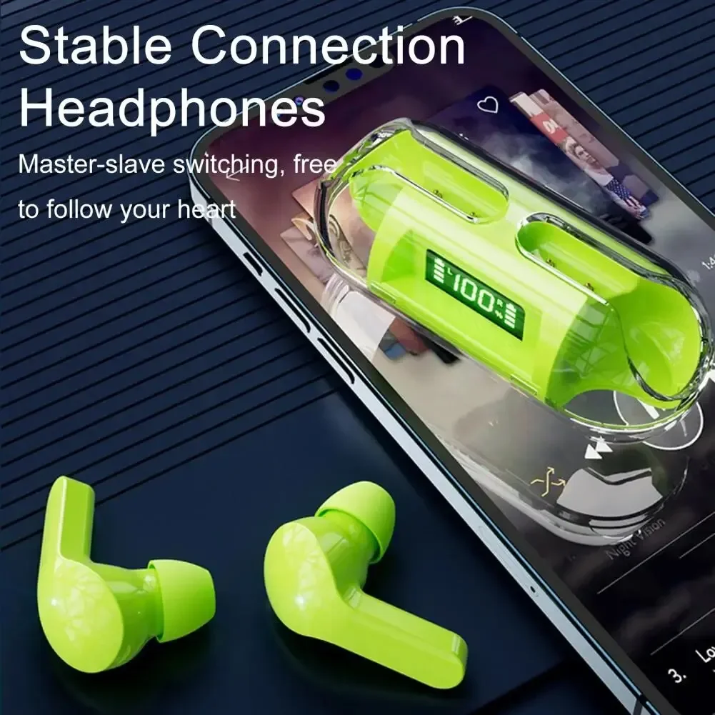 Headset Bluetooth transparente, Binaural sem fio LED Digital Display Stereo, In Ear Motion, longa vida, homens e mulheres