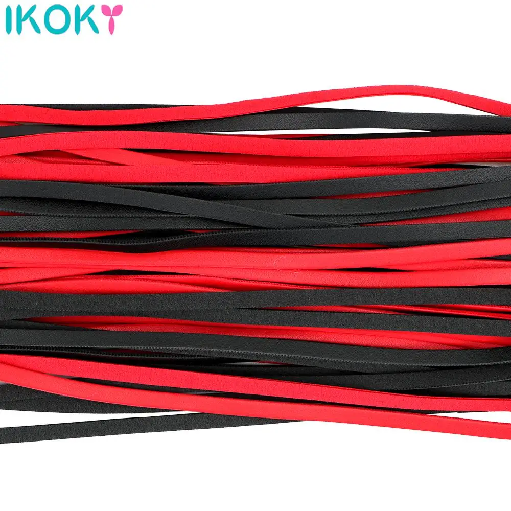 Fetish Black&Red PU Leather Whip Flogger Handle Spanking Paddle Knout Flirt BDSM Adult Game Erotic Sex Toys for Women Couples