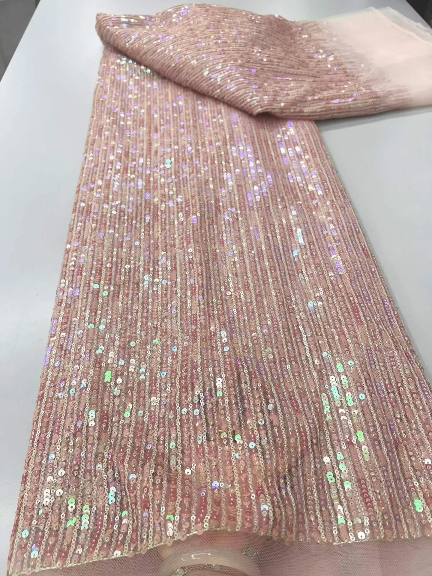 

Elegant African Nigerian Fashion Sequins Lace 2026 High-end Luxury French Sequins Mesh Lace Fabric Women's Party Evening Dresses