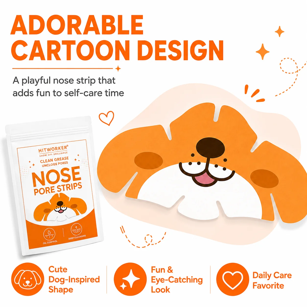 5PCS Cartoon Hydrocolloid Nose Patches, Cute Dog Design Flexible Nose Beauty Patches with Protective Cover & Easy Peel