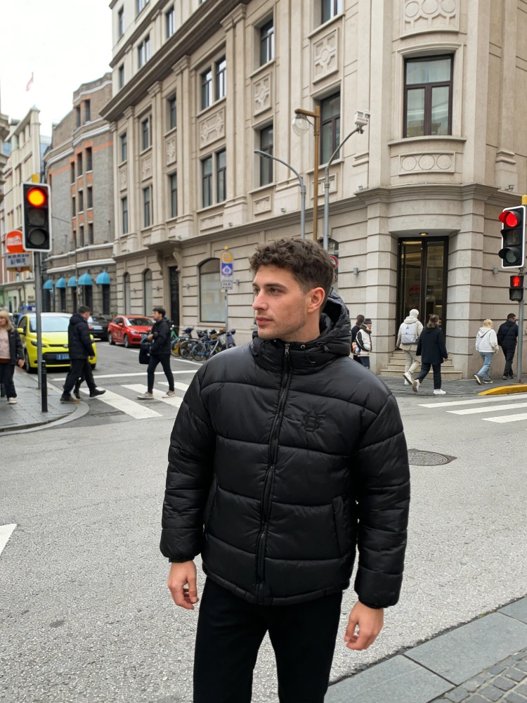 الشتاء القوطية الشارع الأزياء الدافئة سستة مزيج مقنعين سترة قطن الملابس الأوروبية والأمريكية معطف متعدد الاستخدامات #1