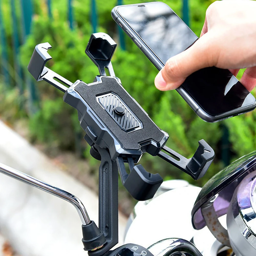 Bike Phone Holder 360° View Rotatable Shockproof MTB Bike Motorcycle Riding Cycing Phone Holder Non-slip Phone Stand GPS Clip