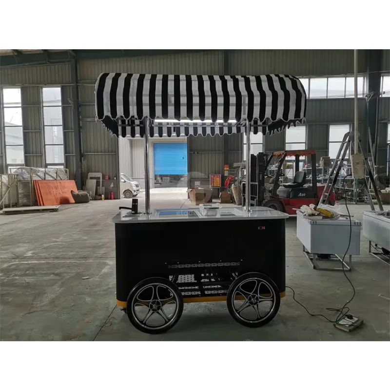 Customized Multifunctional Mobile Coffee Cart Commercial Street Food Vending Trolley for Ice Cream Selling