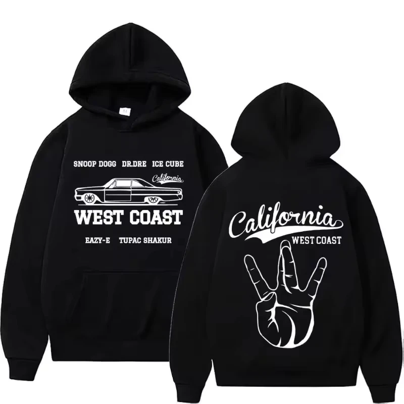 

West Coast Iron Cross Choppers Logo Hooded Men's Black Fashion Cool Sweatshirt Unisex Fashion Fleece Oversized Hoodie Streetwear