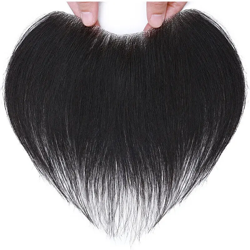 Natural Men Hairline Toupee V-Shape Wigs For Men 100%  Human Hair Capillary Prosthesis Skin Mens Hairpieces Frontal Hair Topper