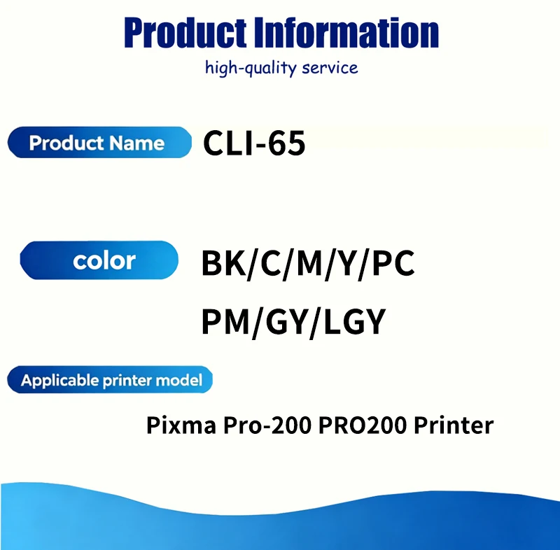 1/2/3 sets 8 colors CLI-65 CLI65 CLI 65 ink Cartridge with chip Compatible for For Canon Pixma Pro-200 PRO200 PRO 200 Printer