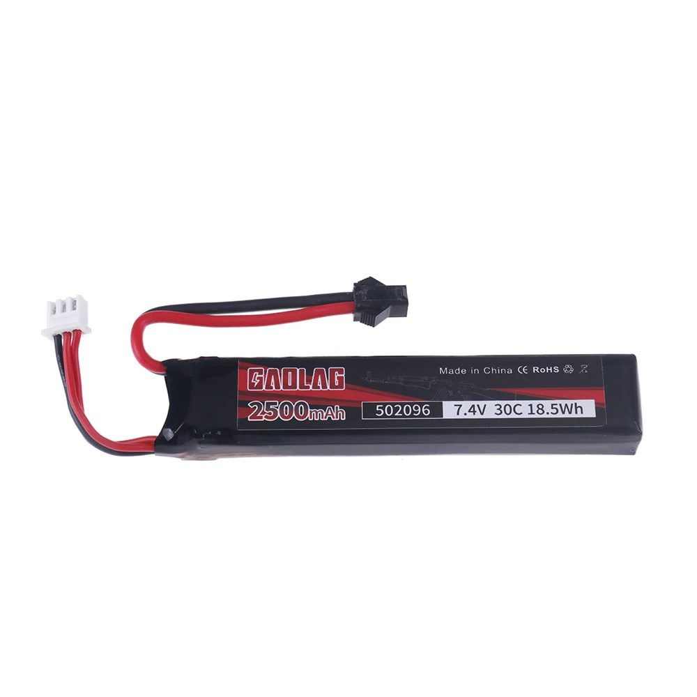 1PCS 7.4V 2500mAh Water Gun Lipo Battery T/TAMIYA For 2s 7.4V Battery for Mini Airsoft BB Air Pistol Electric Toys Guns Parts