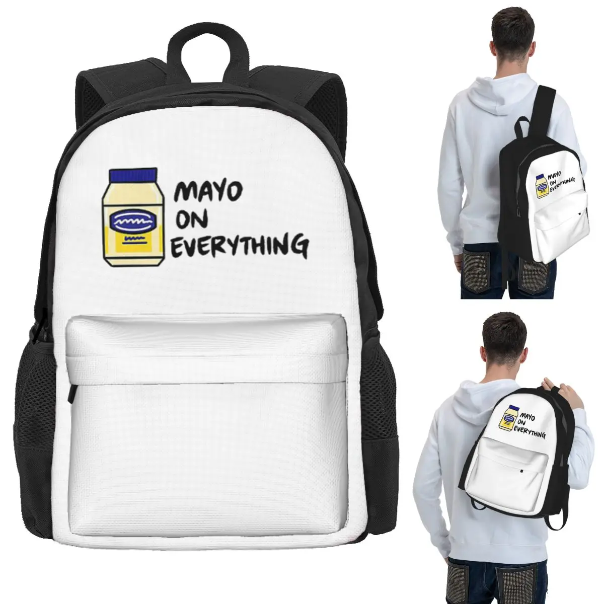 Mayo (Mayonnaise) On Everything Student Backpack School Bag Hiking Travel Daypack for Men Women Bookbag Shoulder Bags
