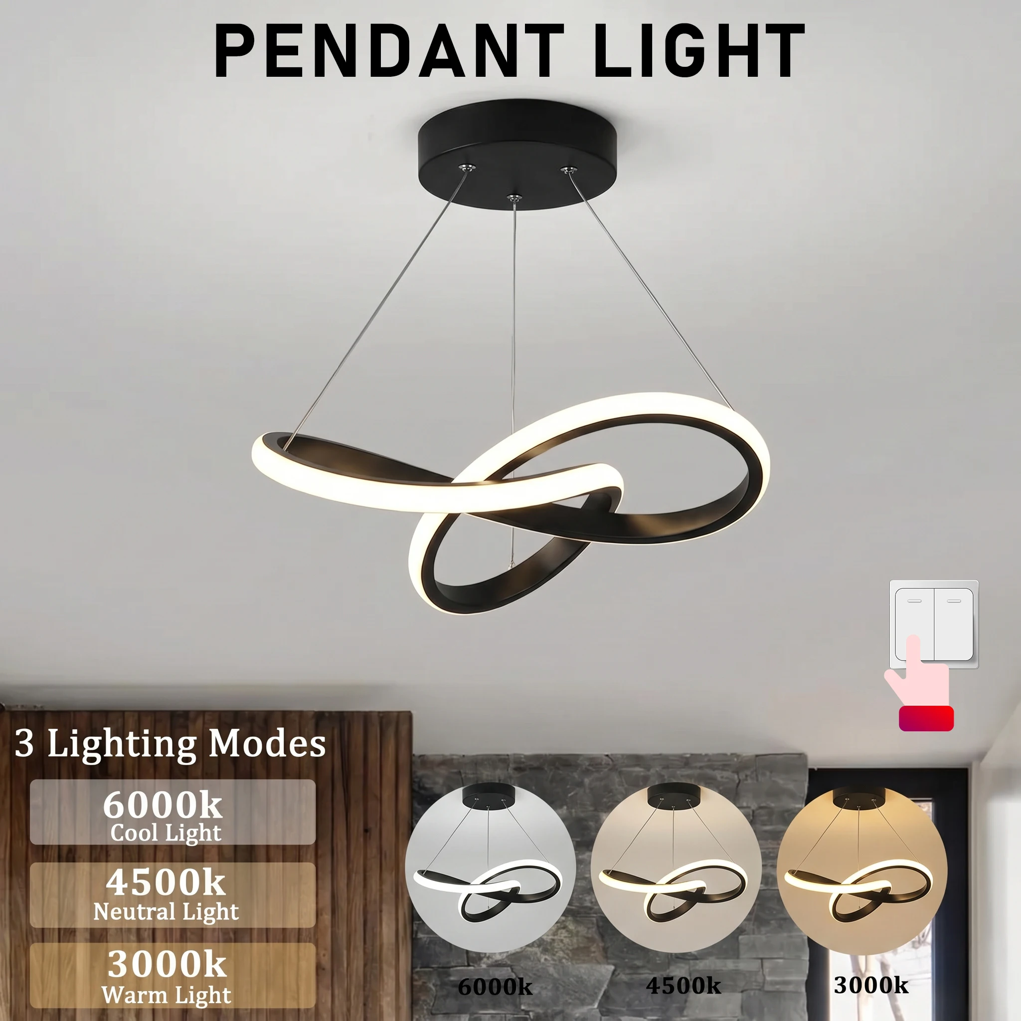 Luminária Pendente LED Moderna, Luz Suspensa Criativa com Design Irregular e Aerodinâmico, Adequada para Restaurantes, Mesas de Jantar e Iluminação de Bares