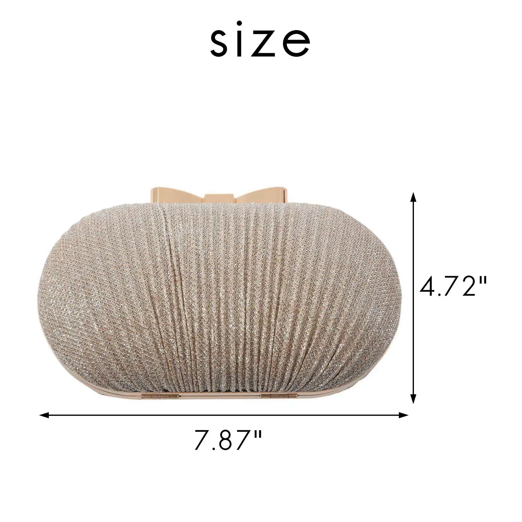 ABQR Pochette da sera dorata Borse da donna Borse da sposa lucide Pochette da sposa con fiocco in metallo Borsa a tracolla a catena