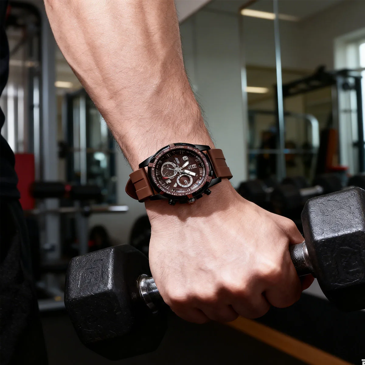 

1 шт. темпераментные деловые квадратные кварцевые часы для фитнеса с большим циферблатом, водонепроницаемые спортивные часы с мягким силиконовым ремешком