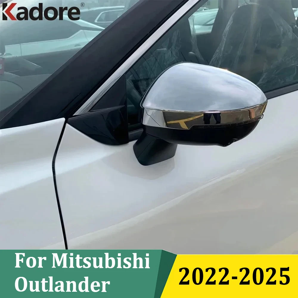

For Mitsubishi Outlander 2022 2023 2024 2025 Chrome Side Door Rearview Mirrors Cap Cover Overlay Frame Exterior Car Accessories
