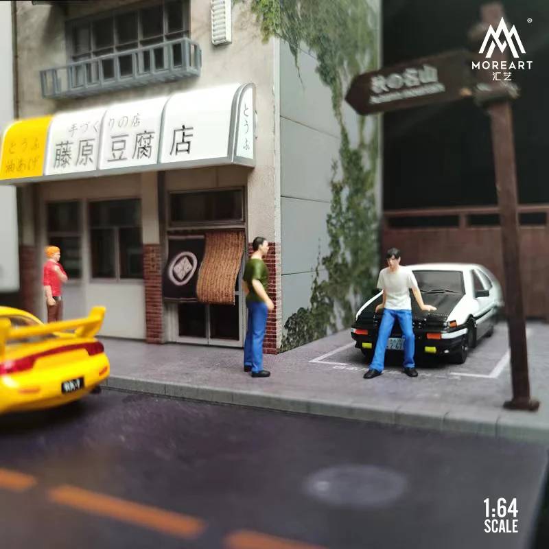 More Art 1:64 Initial D Fujiwara Tofu Store Diorama With Led Light For Display Theme Parking Lot Building Scene Model